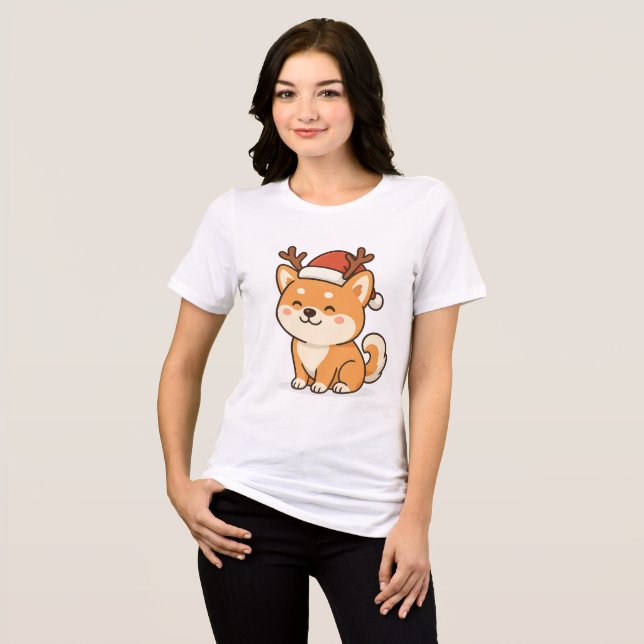 AKITA INU CHRISTMAS FUNNY T-Shirt Tri-Blend Shirt (Vorderseite voll)