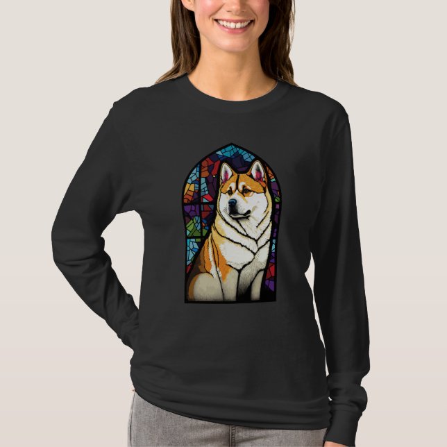 Akita Inu Colorful Stained Glass Pop  3 T-Shirt (Vorderseite)