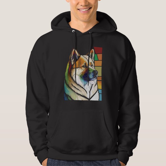 Akita Inu  Colorful Stained Glass Pop Hoodie (Vorderseite)