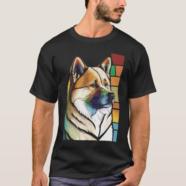 Akita Inu  Colorful Stained Glass Pop T-Shirt (Vorderseite)