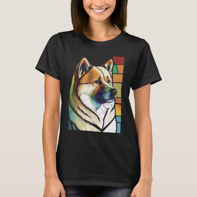 Akita Inu  Colorful Stained Glass Pop T-Shirt (Vorderseite)