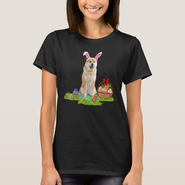 Akita Inu Dog Ostereier Jagd Bunny Akita Inu E T-Shirt (Vorderseite)