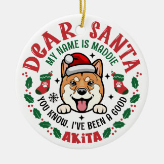 Akita Inu Dog Santa Personalisierte Weihnachtsbaum Keramik Ornament