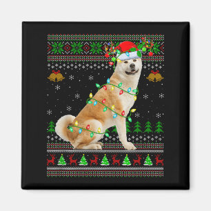 Akita Inu Hund hässliche Weihnachtspullover Feiert Magnet