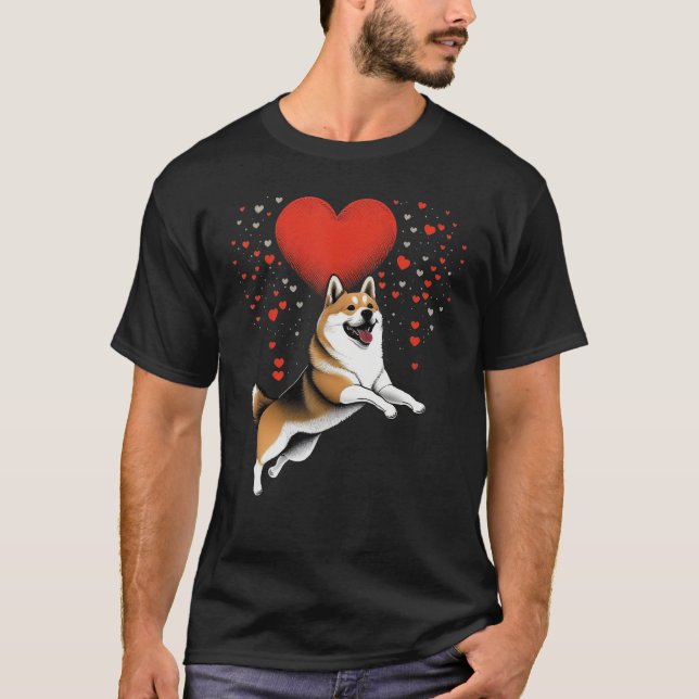Akita Inu Love Heart for Valentines Day on Akita I T-Shirt (Vorderseite)