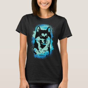 Akita Inu Paint Blue Design Dog Mama Vater T-Shirt