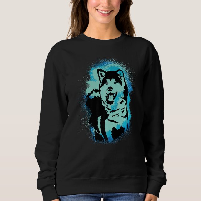 Akita Inu Paint Blue Design Dog Mom Dad Premium Sweatshirt (Vorderseite)