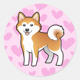 Akita Inu/Shiba Inu Liebe Runder Aufkleber