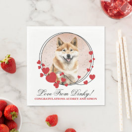 Akita Inu Wedding Red Heart Wedding Dog Foto Serviette