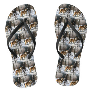 Akita Lass es schneien Weihnachten Flip Flops