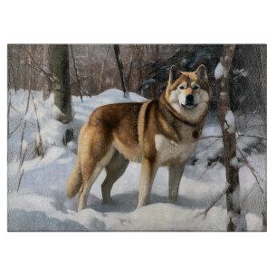 Akita Lass es schneien Weihnachten Schneidebrett