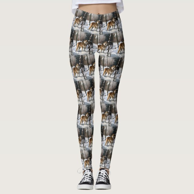 Akita Let It Schnee Weihnachten Leggings (Vorderseite)