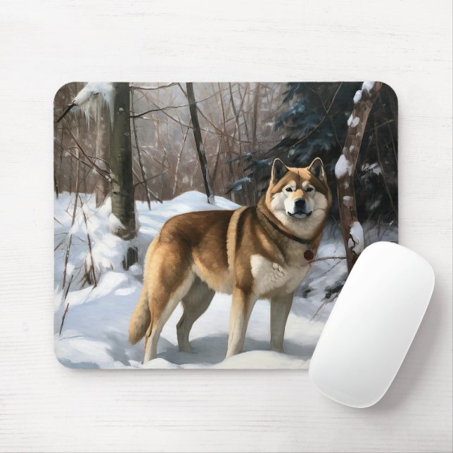 Akita Let It Schnee Weihnachten Mousepad (Mit Mouse)