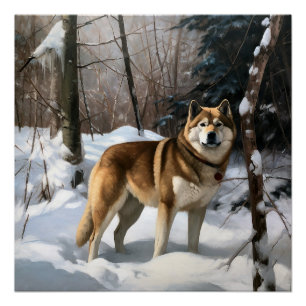 Akita Let It Schnee Weihnachten Poster