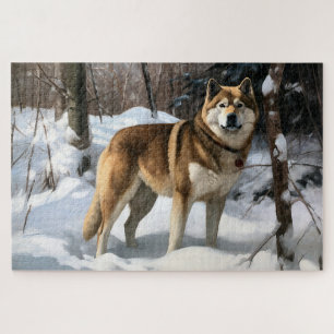 Akita Let It Schnee Weihnachten Puzzle