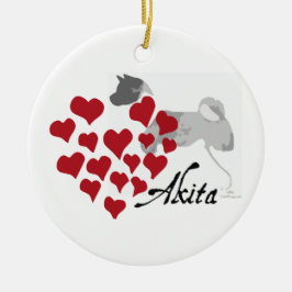 Akita-Liebe-Weihnachtsverzierung Keramikornament