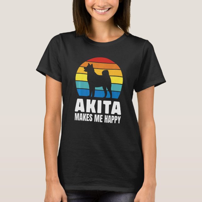 Akita macht mich glücklich Hund-Rasse T-Shirt (Vorderseite)