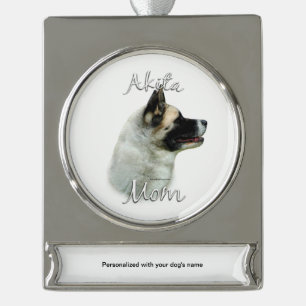 Akita Mama 2 Banner-Ornament Silber