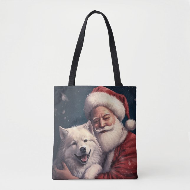 Akita mit dem Weihnachtsmann Weihnachten (Vorderseite)