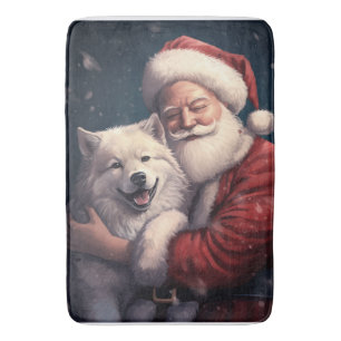 Akita mit dem Weihnachtsmann Weihnachten Badematte