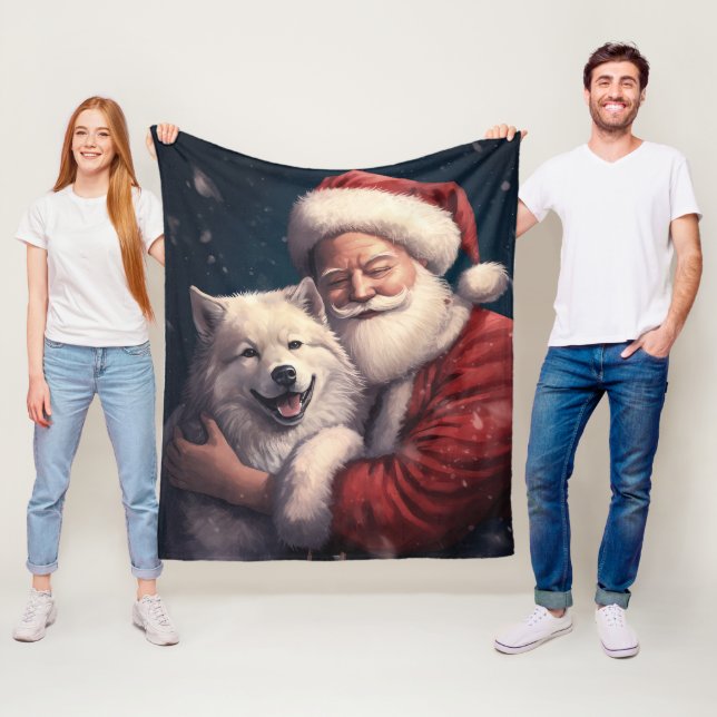 Akita mit dem Weihnachtsmann Weihnachten Fleecedecke (Beispiel)