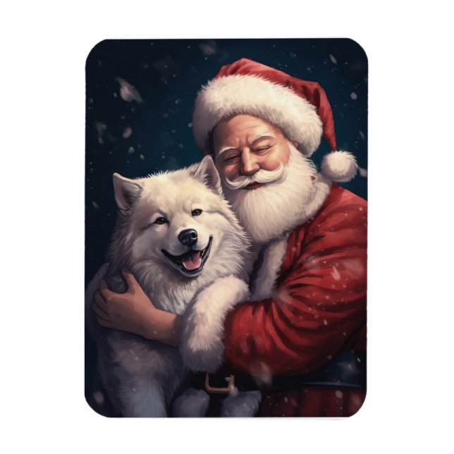 Akita mit dem Weihnachtsmann Weihnachten Magnet (Vertikal)