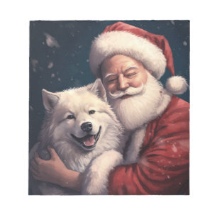 Akita mit dem Weihnachtsmann Weihnachten Notizblock
