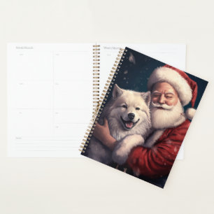 Akita mit dem Weihnachtsmann Weihnachten Planer