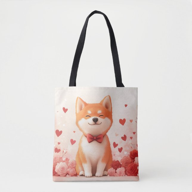 Akita mit Rose - Valentinstag (Vorderseite)