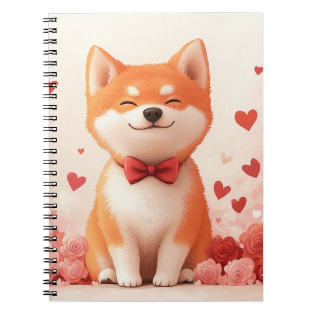 Akita mit Rose - Valentinstag Notizblock (Vorderseite)