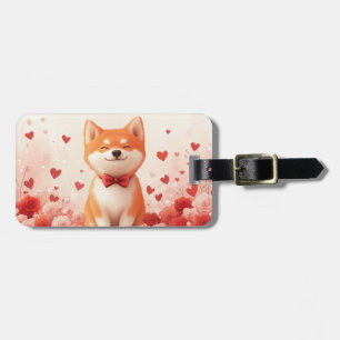 Akita mit Rosen - Valentinstag Gepäckanhänger