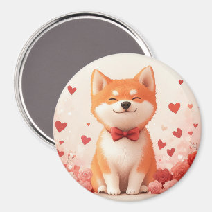 Akita mit Rosen - Valentinstag Magnet