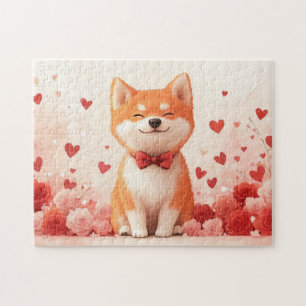 Akita mit Rosen - Valentinstag  Puzzle