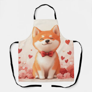 Akita mit Rosen - Valentinstag  Schürze