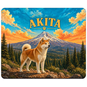 Akita, Mount Hood Vintage-Wasserfarbe Mousepad