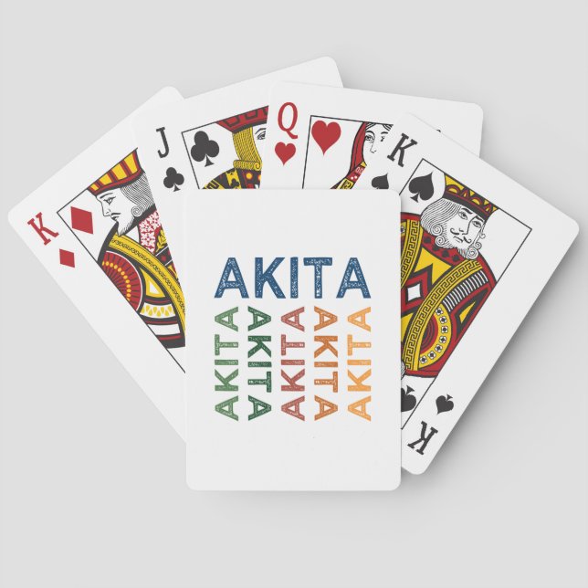 Akita Niedlich farbenfroh Spielkarten (Rückseite)