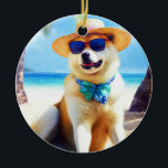Akita on Beach, Sommergeschenk für Hundefreunde Ge Keramik Ornament<br><div class="desc">Sie suchen das perfekte Sommergeschenk für einen Hundefreund? Schauen Sie sich nur diesen atemberaubenden Hund an der Strand-Szene-Design! Dieses auffällige Design spiegelt den spielerischen Geist dieser geliebten Rasse wider, die auf dem Sand fröllt und die Sonne und das Surfen einnimmt. Mit seinen lebhaften Farben und seinem lebendigen Detail wird dieses...</div>