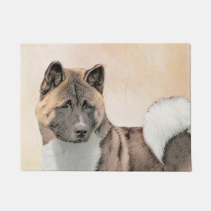 Akita Painting - Niedliche Hundekunst Fußmatte