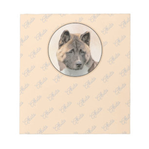 Akita Painting - Niedliche Original Hunde Kunst Notizblock