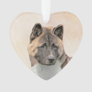 Akita Painting - Niedliche Original Hunde Kunst Ornament