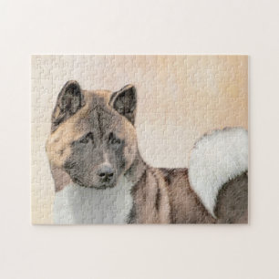 Akita Painting - Niedliche Original Hunde Kunst Puzzle