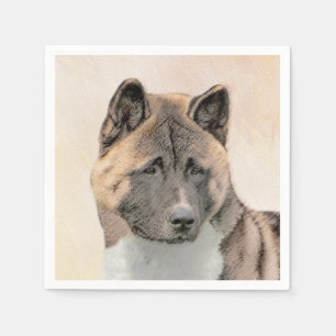 Akita Painting - Niedliche Original Hunde Kunst Serviette