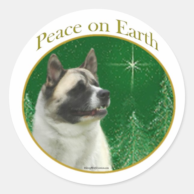 Akita Peace Runder Aufkleber (Vorderseite)
