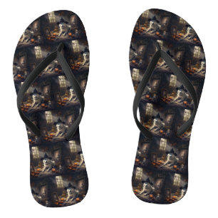Akita Pumpkins Halloween Beängstigend Flip Flops