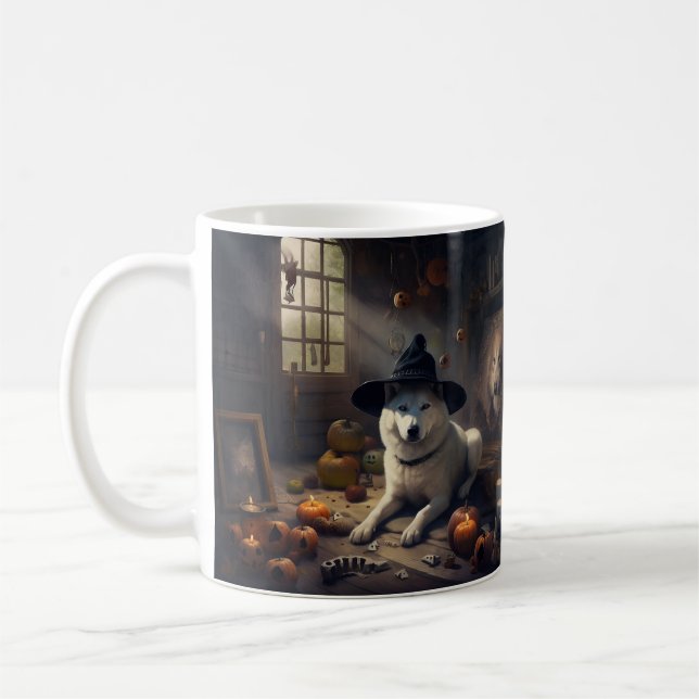 Akita Pumpkins Halloween Beängstigend Kaffeetasse (Links)