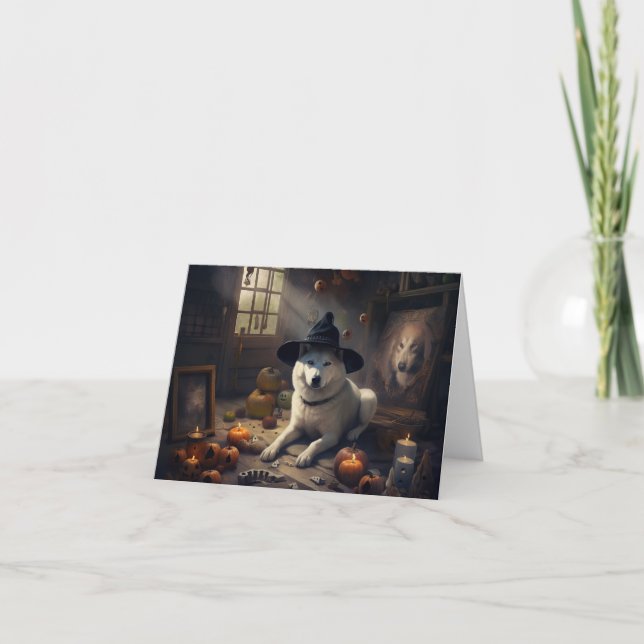 Akita Pumpkins Halloween Beängstigend Karte (Vorderseite)