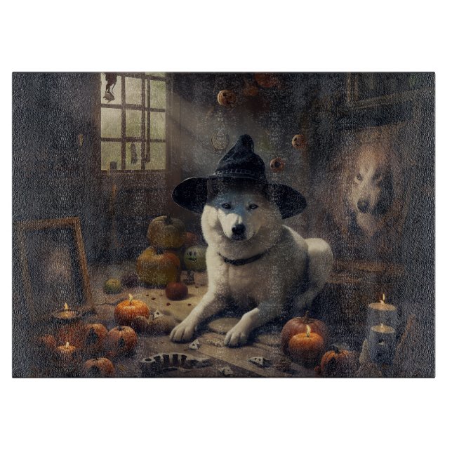 Akita Pumpkins Halloween Beängstigend Schneidebrett (Vorderseite)