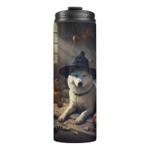 Akita Pumpkins Halloween Beängstigend Thermosbecher