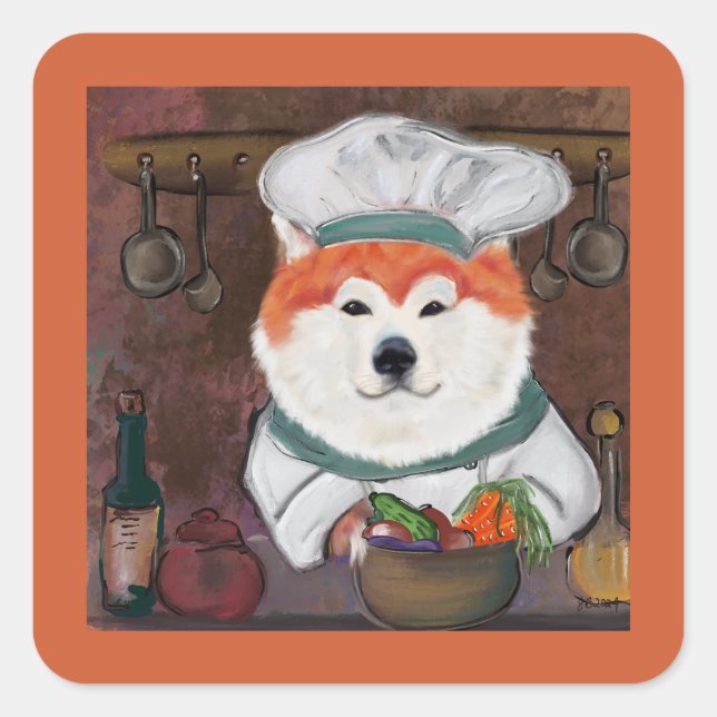 Akita Quadratischer Aufkleber (Vorderseite)