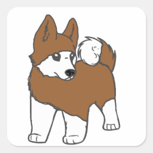 akita Red Cartoon Quadratischer Aufkleber